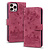 iPhone 13 Mini hoesje - Bookcase - Koord - Pasjeshouder - Portemonnee - Camerabescherming - Bloemenpatroon - Kunstleer - Bordeaux Rood
