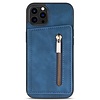 iPhone 11 Pro Max hoesje - Backcover - Pasjeshouder - Portemonnee - Rits - Kunstleer - Blauw