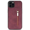iPhone 12 Mini hoesje - Backcover - Pasjeshouder - Portemonnee - Rits - Kunstleer - Bordeaux Rood