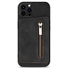 iPhone 13 Pro Max hoesje - Backcover - Pasjeshouder - Portemonnee - Rits - Kunstleer - Zwart