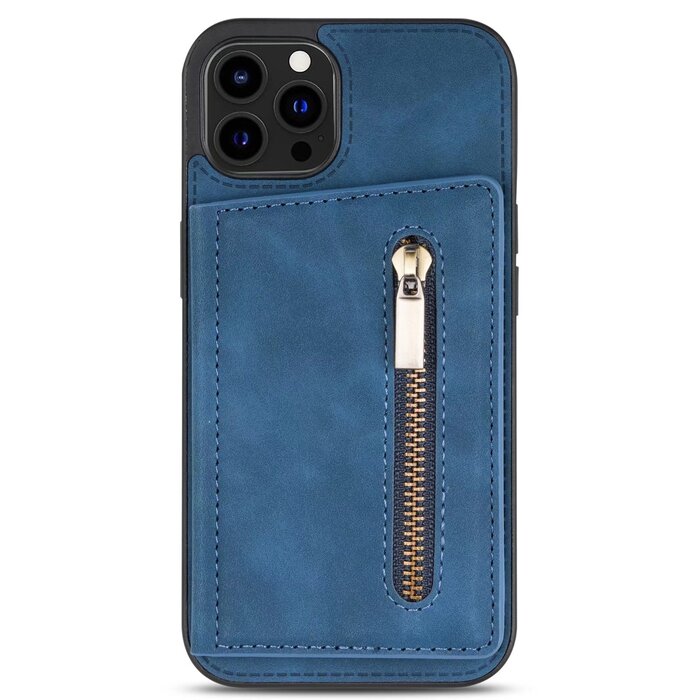 JVS Products Samsung Galaxy S21 hoesje - Backcover - Pasjeshouder - Portemonnee - Rits - Kunstleer - Blauw