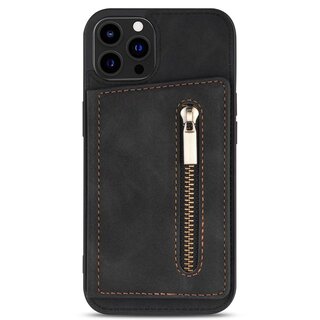 JVS Products Samsung Galaxy S21 Plus hoesje - Backcover - Pasjeshouder - Portemonnee - Rits - Kunstleer - Zwart