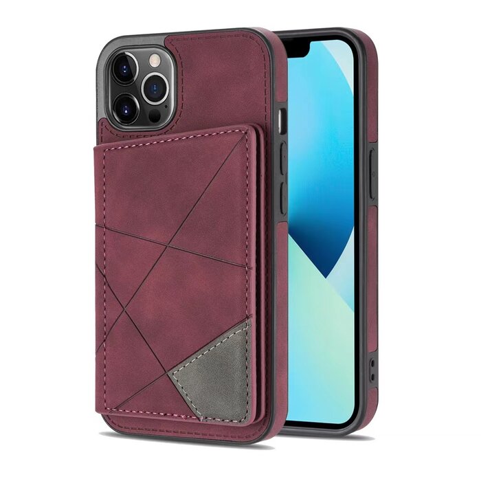 JVS Products iPhone XR hoesje - Backcover - Pasjeshouder - Portemonnee - Camerabescherming - Stijlvol patroon - TPU - Bordeaux Rood