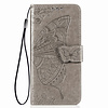 iPhone 14 hoesje - Bookcase - Pasjeshouder - Portemonnee - Vlinderpatroon - Kunstleer - Grijs