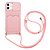 iPhone 14 hoesje - Backcover - Koord - Pasjeshouder - Portemonnee - TPU - Roze