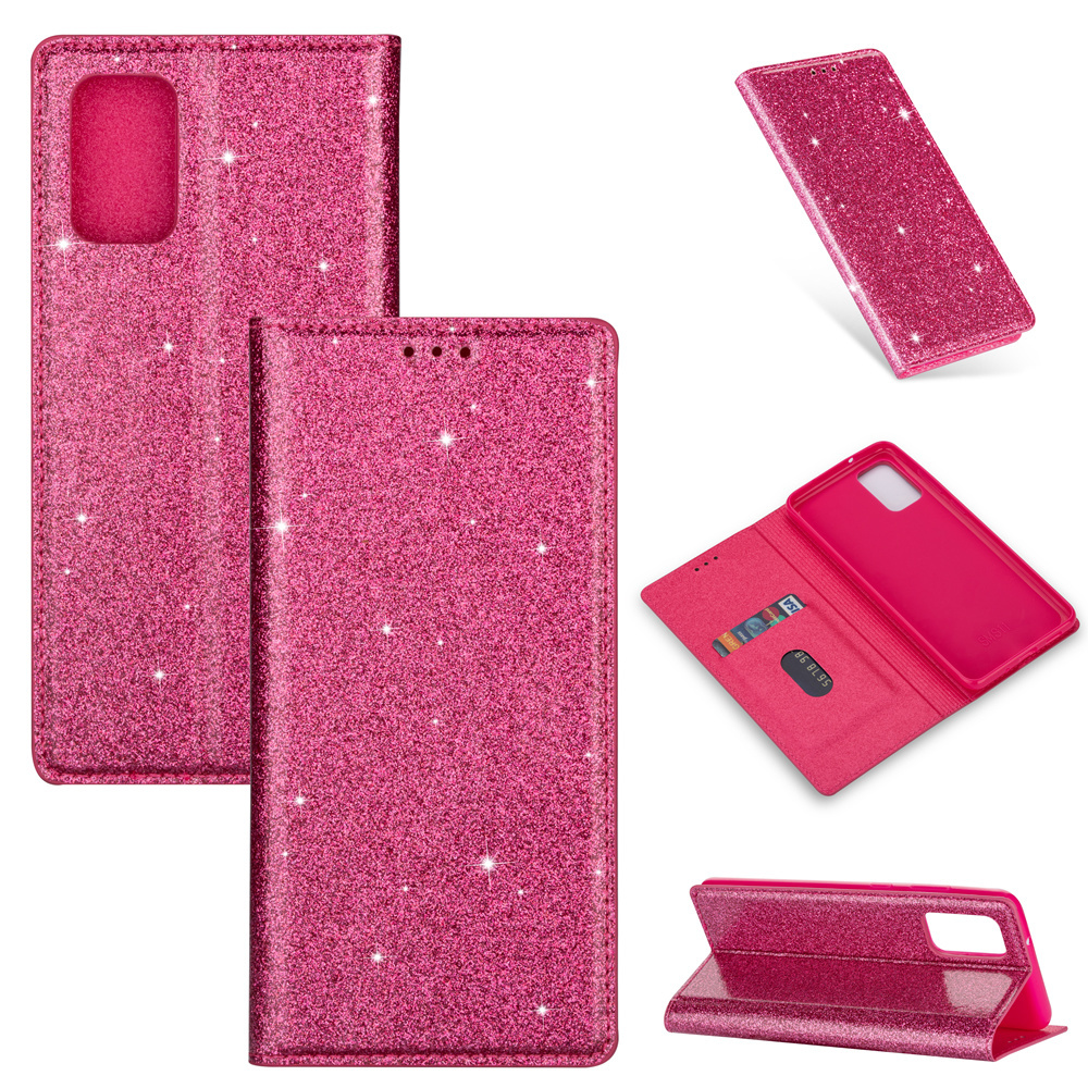 JVS Products iPhone 14 Pro Max hoesje - Bookcase - Pasjeshouder - Portemonnee - Glitter - TPU - Roze