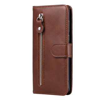 JVS Products iPhone 14 Plus hoesje - Bookcase - Pasjeshouder - Portemonnee - Rits - Kunstleer - Bruin