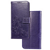 iPhone 14 Plus hoesje - Bookcase - Pasjeshouder - Portemonnee - Bloemenprint - Kunstleer - Paars