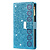 iPhone 14 Plus hoesje - Bookcase - Koord - Pasjeshouder - Portemonnee - Glitter - Bloemenpatroon - Kunstleer - Blauw