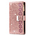 iPhone 14 Plus hoesje - Bookcase - Koord - Pasjeshouder - Portemonnee - Glitter - Bloemenpatroon - Kunstleer - Rose Goud