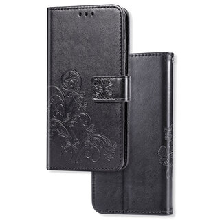 JVS Products Google Pixel 6 hoesje - Bookcase - Pasjeshouder - Portemonnee - Bloemenprint - Kunstleer - Zwart