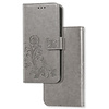 OPPO A16S hoesje - Bookcase - Pasjeshouder - Portemonnee - Bloemenprint - Kunstleer - Grijs