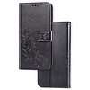 OPPO A74 5G hoesje - Bookcase - Pasjeshouder - Portemonnee - Bloemenprint - Kunstleer - Zwart