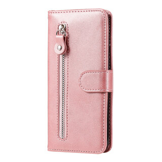 JVS Products Xiaomi Redmi Note 10S hoesje - Bookcase - Pasjeshouder - Portemonnee - Rits - Kunstleer - Rose Goud