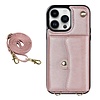 iPhone 12 Pro Max hoesje - Backcover - Koord - Pasjeshouder - Portemonnee - Kunstleer - Rose Goud