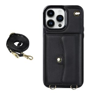 JVS Products Samsung Galaxy A51 hoesje - Backcover - Koord - Pasjeshouder - Portemonnee - Kunstleer - Zwart