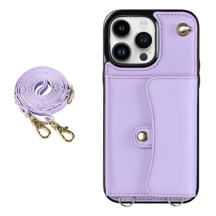 JVS Products Samsung Galaxy S10 hoesje - Backcover - Koord - Pasjeshouder - Portemonnee - Kunstleer - Paars