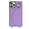 iPhone 12 hoesje - Backcover - Pasjeshouder - Portemonnee - Ringhouder - Koord - Kunstleer - Paars