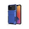iPhone 12 Mini hoesje - Backcover - Pasjeshouder - Portemonnee - TPU - Marineblauw