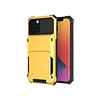 iPhone 12 Mini hoesje - Backcover - Pasjeshouder - Portemonnee - TPU - Geel