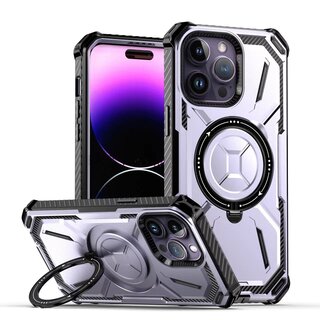 JVS Products iPhone 14 hoesje - Backcover - Geschikt voor MagSafe - Rugged Armor - Extra valbescherming - Ringhouder - TPU - Lichtpaars