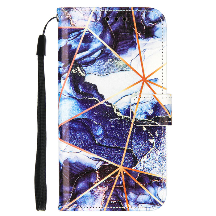 JVS Products Samsung Galaxy S22 Plus hoesje - Bookcase - Koord - Softcase - Patroon - Kunstleer - Donkerblauw