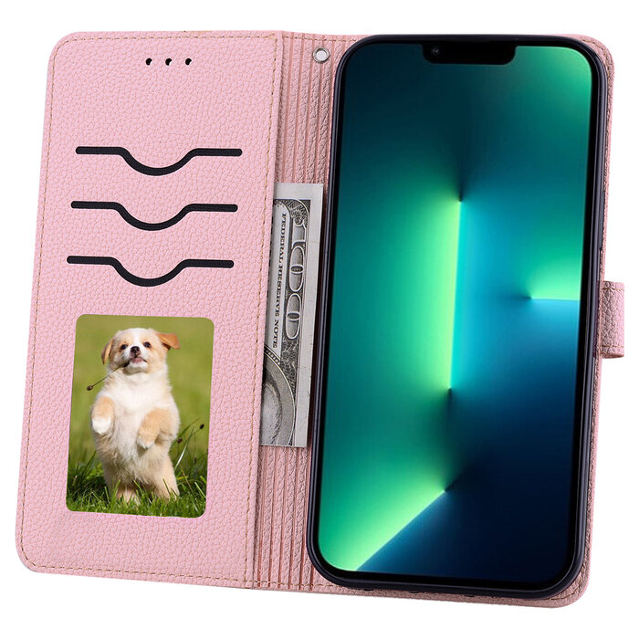 JVS Products OPPO Reno 6 5G hoesje - Bookcase - Koord - Pasjeshouder - Portemonnee - Camerabescherming - Kunstleer - Roze