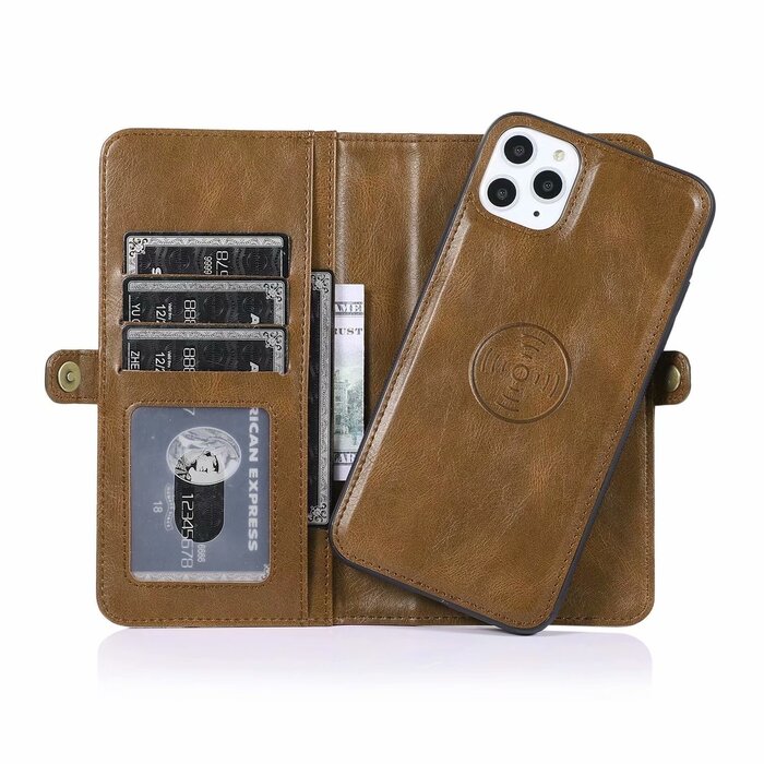 JVS Products Samsung Galaxy S22 Ultra hoesje - Bookcase - Afneembaar 2 in 1 - Backcover - Pasjeshouder - Portemonnee - Kunstleer - Bruin