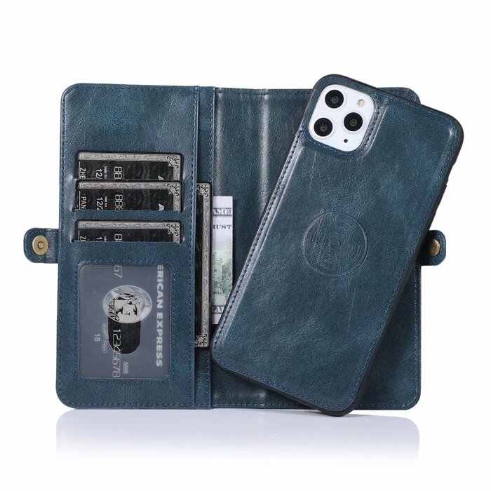 JVS Products iPhone 14 hoesje - Bookcase - Afneembaar 2 in 1 - Backcover - Pasjeshouder - Portemonnee - Kunstleer - Blauw