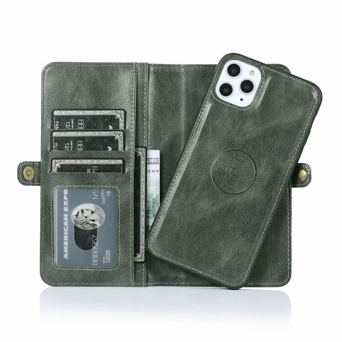 JVS Products iPhone 11 hoesje - Bookcase - Afneembaar 2 in 1 - Backcover - Pasjeshouder - Portemonnee - Kunstleer - Groen
