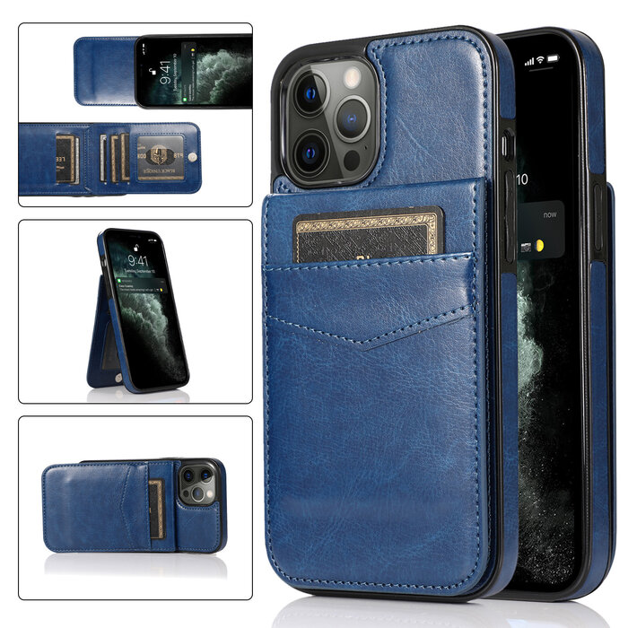 JVS Products Samsung Galaxy S23 hoesje - Backcover - Pasjeshouder - Portemonnee - Kunstleer - Donkerblauw