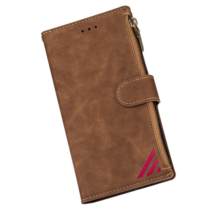 JVS Products iPhone X hoesje - Bookcase - Patroon - Pasjeshouder - Portemonnee - Kunstleer - Bruin