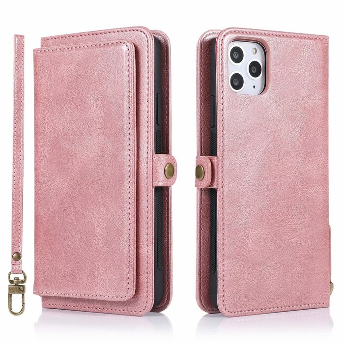 JVS Products iPhone XS Max hoesje - Bookcase - Afneembaar 2 in 1 - Backcover - Pasjeshouder - Portemonnee - Kunstleer - Rose Goud