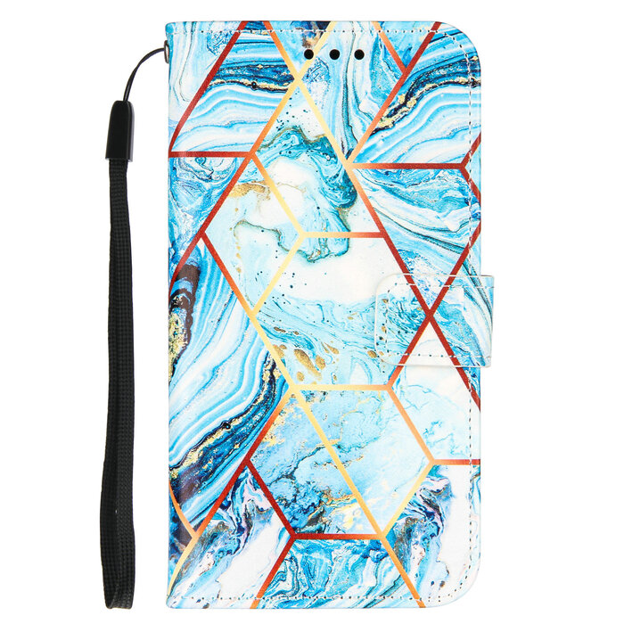JVS Products iPhone 11 Pro Max hoesje - Bookcase - Koord - Softcase - Patroon - Kunstleer - Lichtblauw/Wit