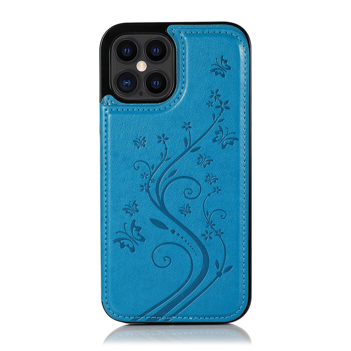 JVS Products Samsung Galaxy A54 5G hoesje - Backcover - Pasjeshouder - Portemonnee - Bloemenprint - Kunstleer - Blauw