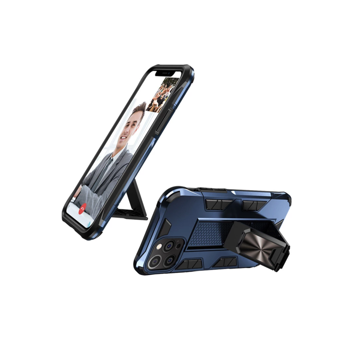 JVS Products Samsung Galaxy S22 Plus hoesje - Backcover - Rugged Armor - Kickstand - Extra valbescherming - Shockproof - TPU - Blauw