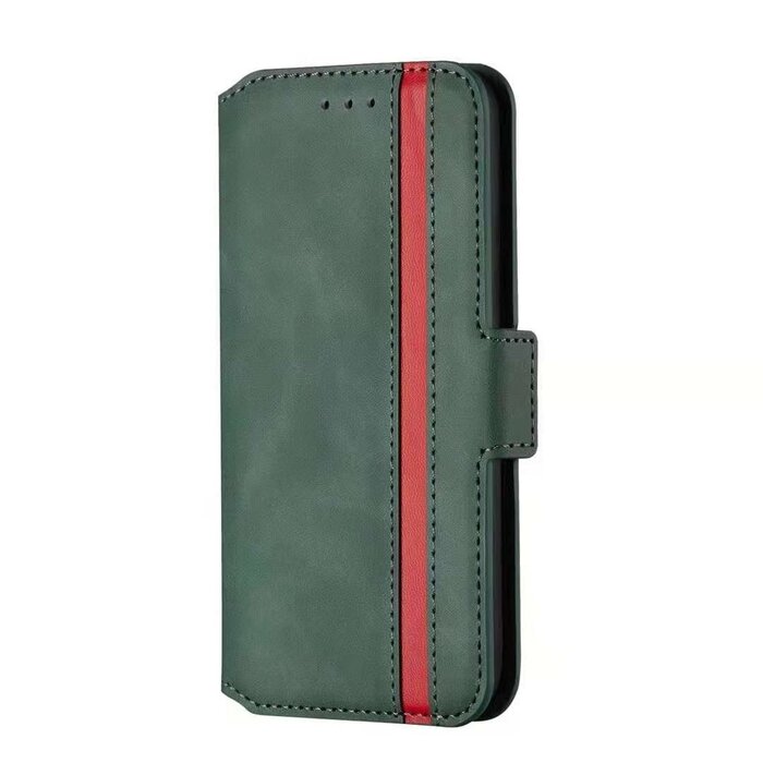 JVS Products iPhone 12 Pro Max hoesje - Bookcase - Pasjeshouder - Portemonnee - Kunstleer - Groen