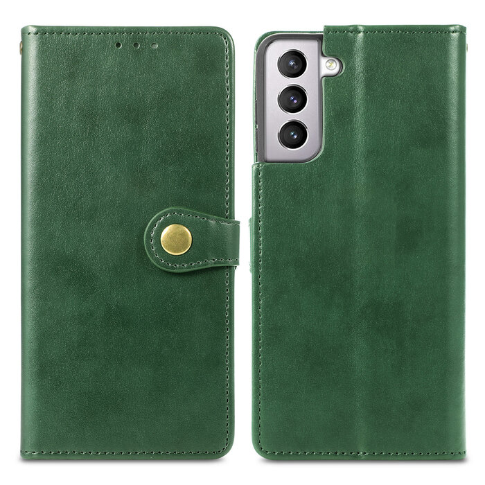 JVS Products Samsung Galaxy S21 Plus hoesje - Bookcase - Pasjeshouder - Portemonnee - Kunstleer - Groen