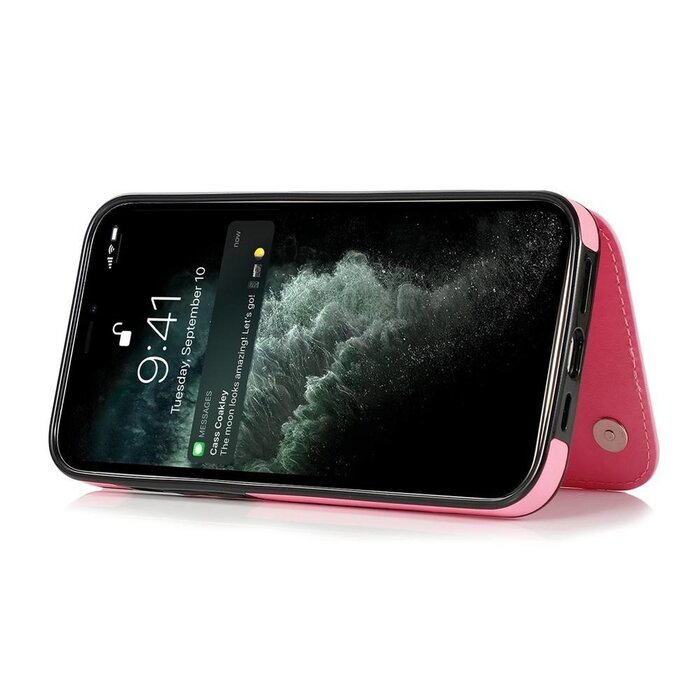 JVS Products iPhone X hoesje - Backcover - Pasjeshouder - Portemonnee - Bloemenprint - Kunstleer - Roze