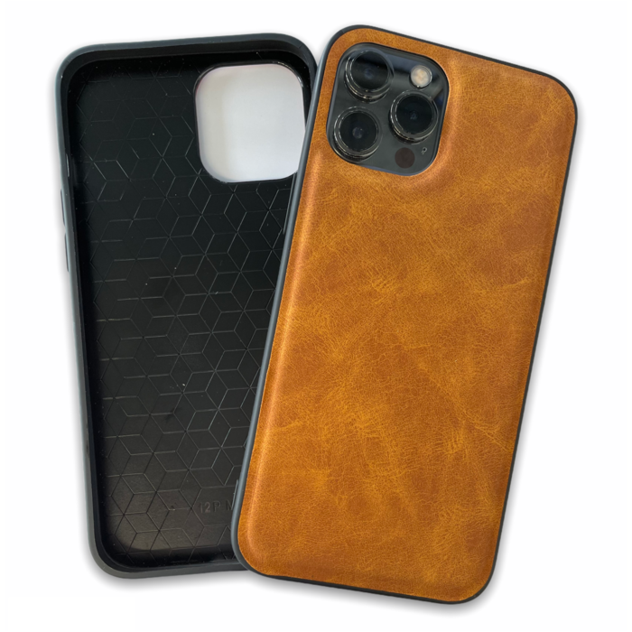 JVS Products iPhone 12 Pro hoesje - Backcover - Kunstleer - TPU - Lichtbruin