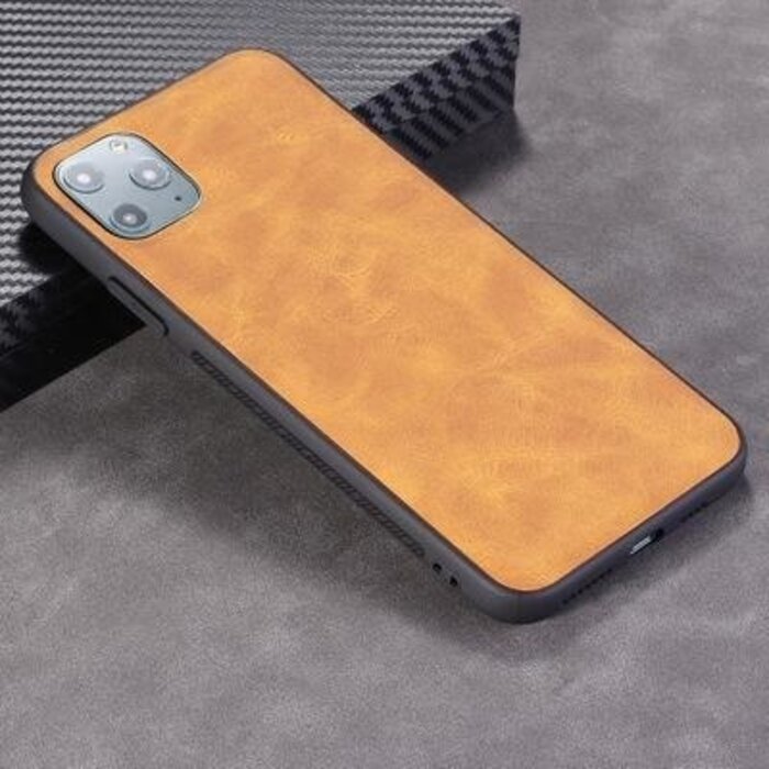 JVS Products iPhone 12 Pro hoesje - Backcover - Kunstleer - TPU - Lichtbruin