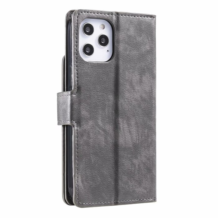 JVS Products Samsung Galaxy S22 Ultra hoesje - Bookcase - Pasjeshouder - Portemonnee - Luxe - Kunstleer - Grijs