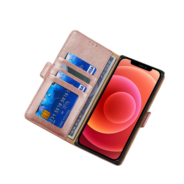 JVS Products Samsung Galaxy S22 Plus hoesje - Bookcase - Pasjeshouder - Portemonnee - Patroon - Kunstleer - Rose Goud