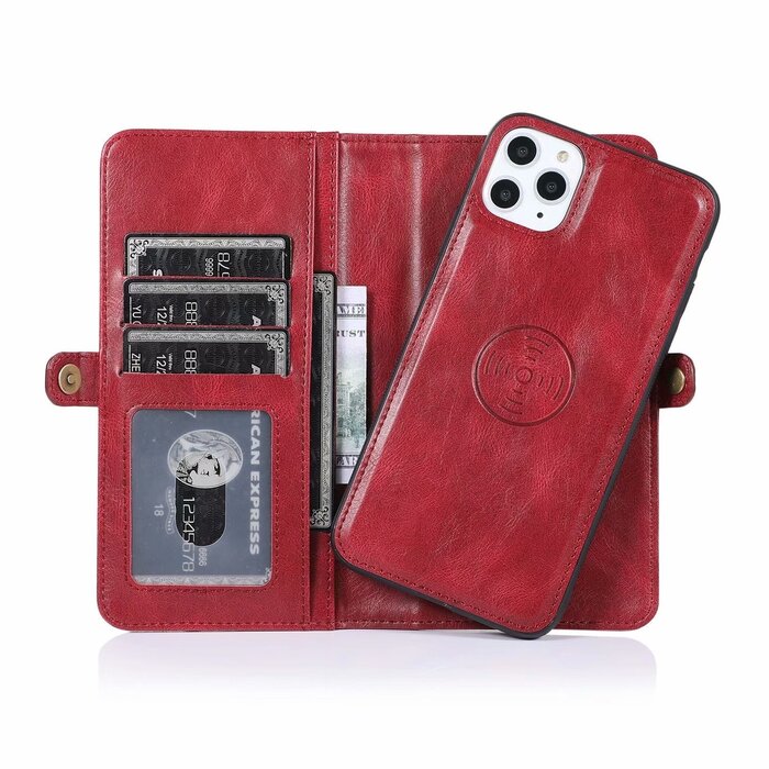 JVS Products Samsung Galaxy A71 hoesje - Bookcase - Afneembaar 2 in 1 - Backcover - Pasjeshouder - Portemonnee - Kunstleer - Rood