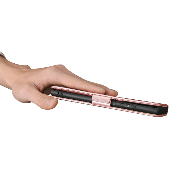 JVS Products iPhone 12 Pro Max hoesje - Bookcase - Pasjeshouder - Portemonnee - Patroon - Kunstleer - Rose Goud