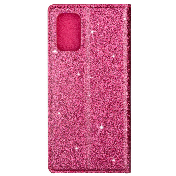 JVS Products Samsung Galaxy S23 Ultra hoesje - Bookcase - Pasjeshouder - Portemonnee - Glitter - TPU - Roze