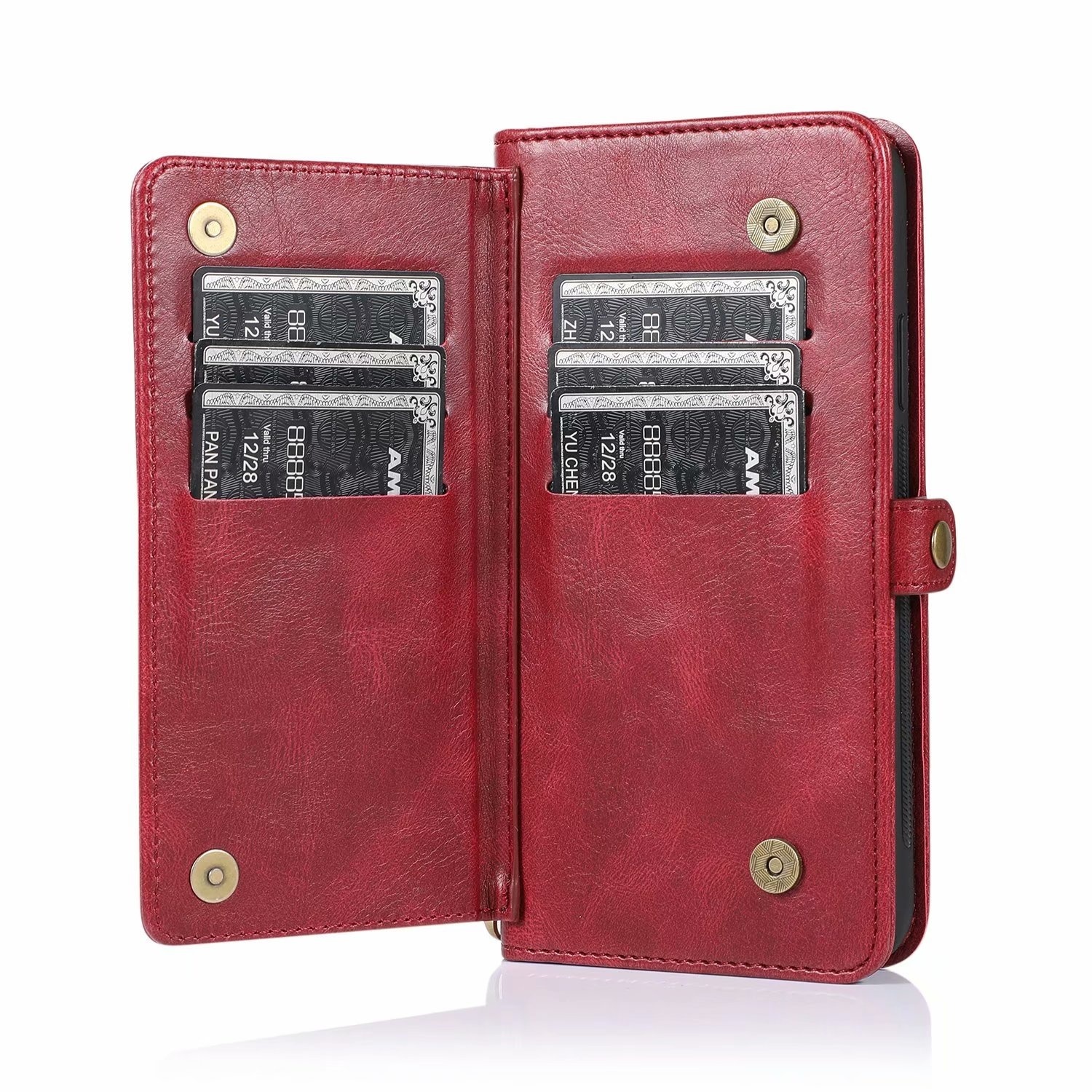 JVS Products iPhone 13 hoesje - Bookcase - Afneembaar 2 in 1 - Backcover - Pasjeshouder - Portemonnee - Kunstleer - Rood