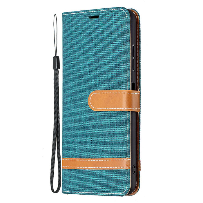 JVS Products Samsung Galaxy S20 Ultra hoesje - Bookcase - Pasjeshouder - Portemonnee - Vintage - Stof - Kunstleer - Groen