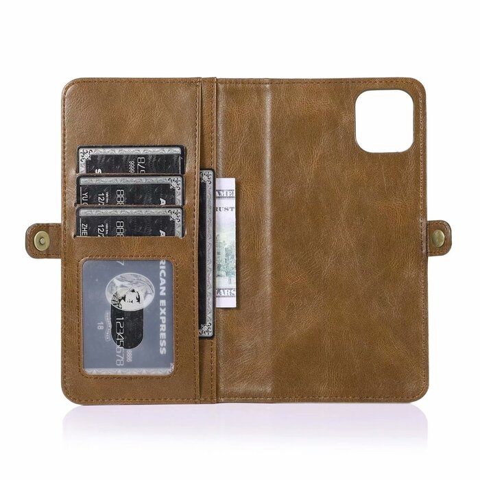JVS Products Samsung Galaxy S22 hoesje - Bookcase - Afneembaar 2 in 1 - Backcover - Pasjeshouder - Portemonnee - Kunstleer - Bruin