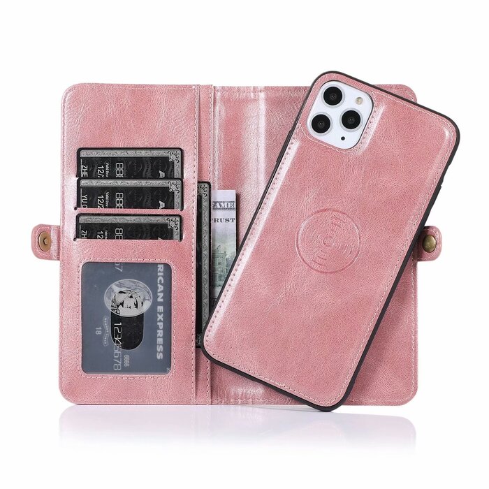 JVS Products Samsung Galaxy S22 Ultra hoesje - Bookcase - Afneembaar 2 in 1 - Backcover - Pasjeshouder - Portemonnee - Kunstleer - Rose Goud